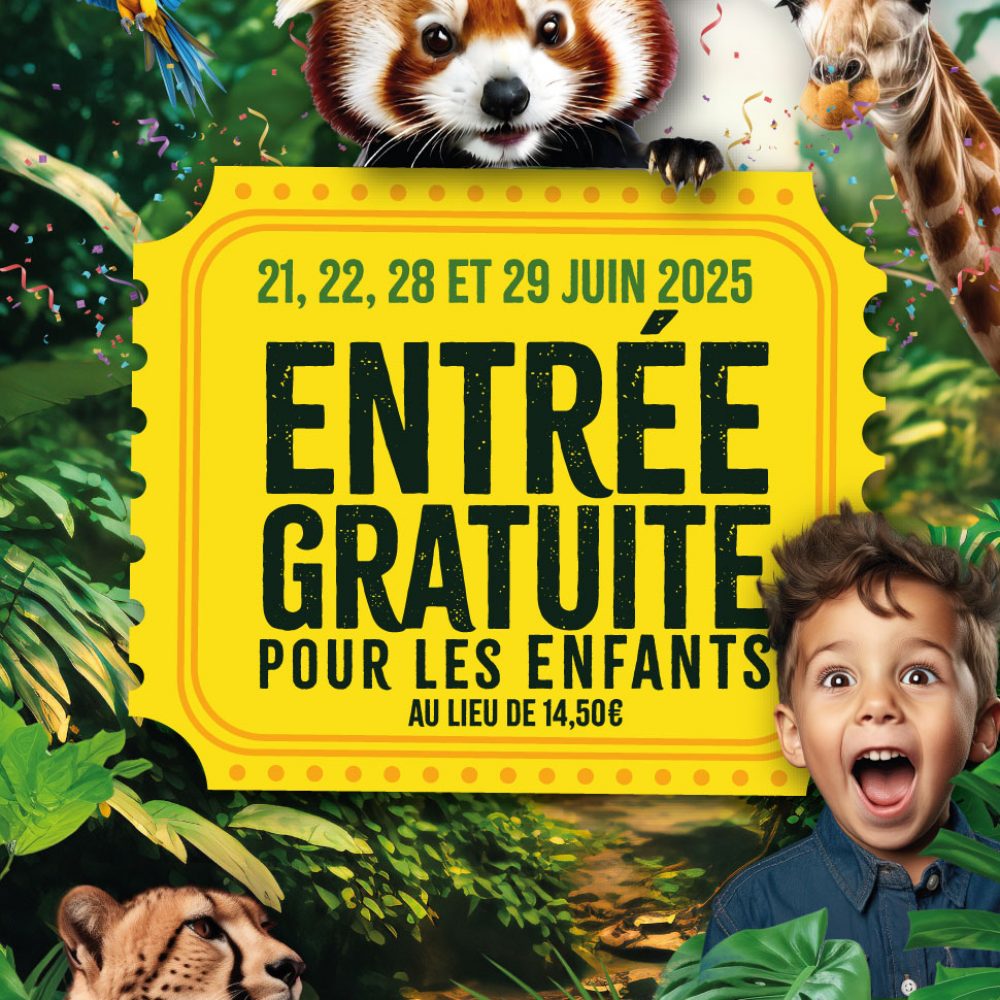 Vignette đ EntrĂ©e gratuite pour les enfants au Zoo de Jurques les 21, 22, 28 et 29 juin 2025 !