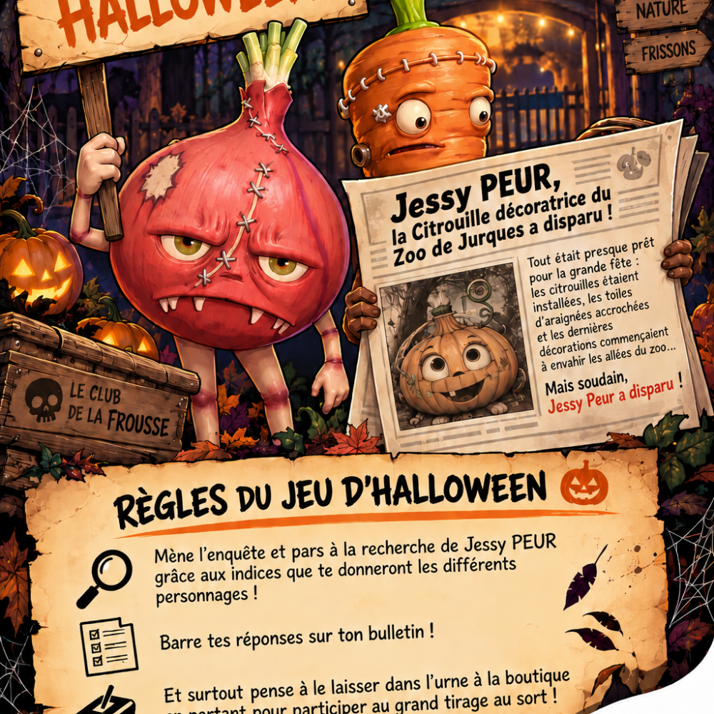 Vignette Halloween au Zoo de Jurques : menez l’enquête et retrouvez Jessy Peur !